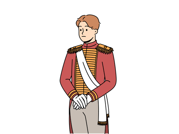 English army man is standing in discipline pose  Illustration