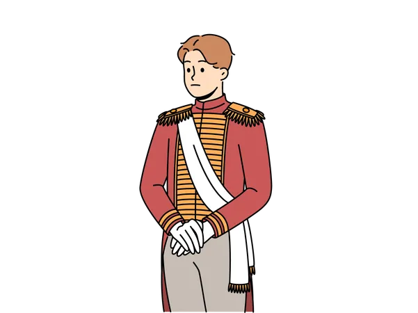 English army man is standing in discipline pose  Illustration