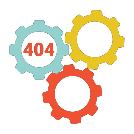 Mensaje flash de error 404 de ruedas dentadas de engranajes  Ilustración