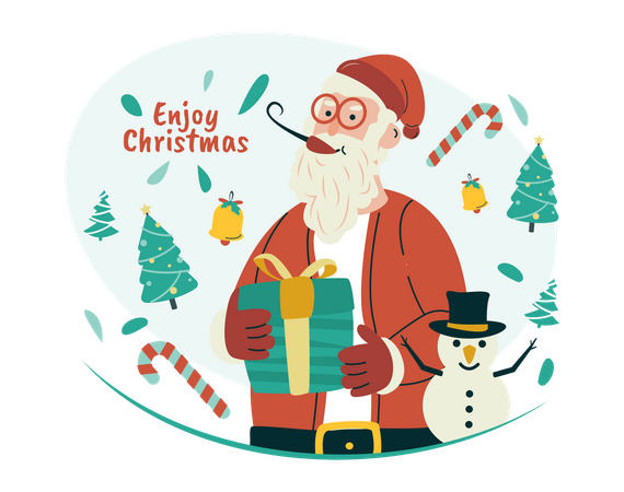 Enjoy Christmas with Santa Claus  Illustration