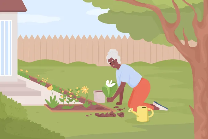 Enjoy gardening activity Illustration