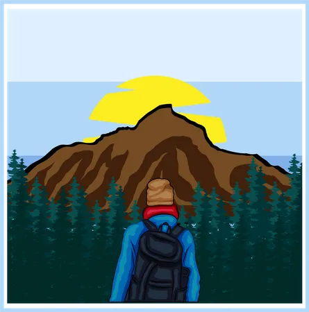 Enjoy the mountain  Illustration