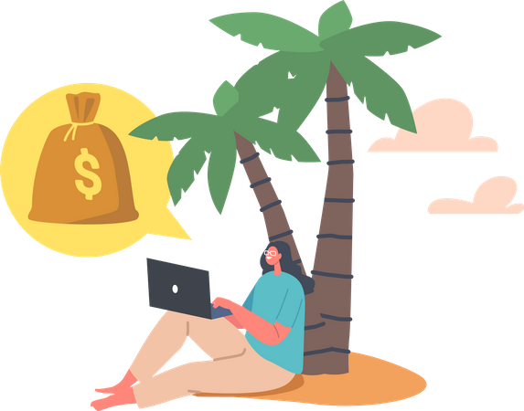 Enjoying Freedom and Passive Income  Illustration