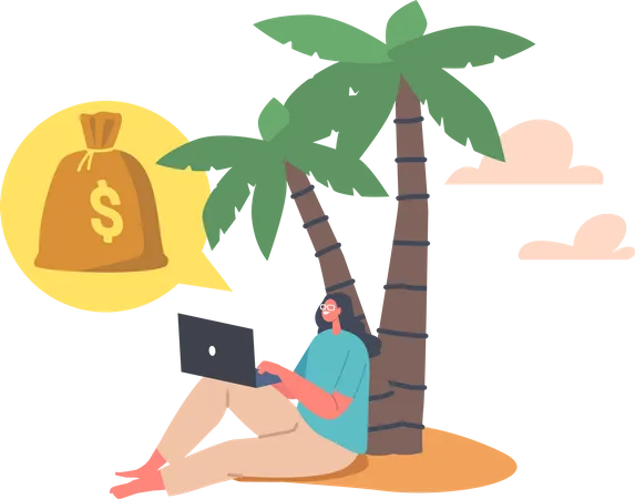 Enjoying Freedom and Passive Income  Illustration