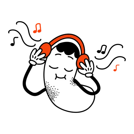 Enjoying music while wearing headphone  Illustration