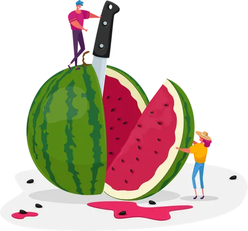 Enjoying slice of watermelon  Illustration