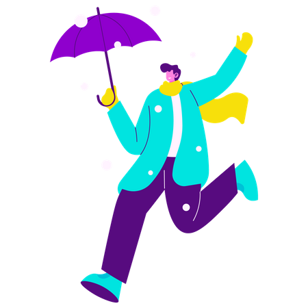 Enjoying Snow Rain  Illustration