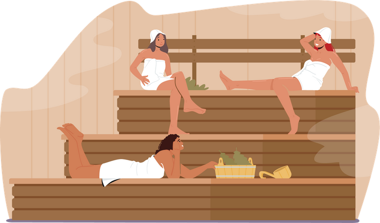 Enjoying spa sauna therapy  Illustration