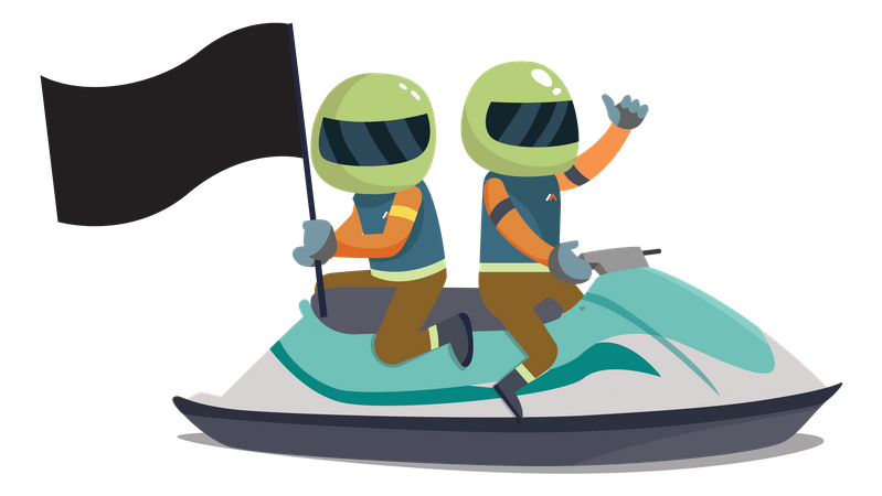 Enjoying water scooter ride  Illustration