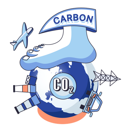 Enorme huella de carbono en el planeta tierra  Ilustración