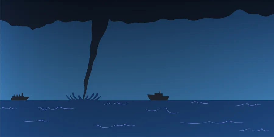 Une énorme tornade venant de la mer  Illustration