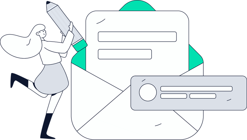 Fille remplissant un questionnaire de satisfaction client  Illustration