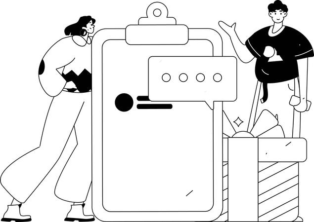 Enquête auprès d'un garçon avec un client  Illustration