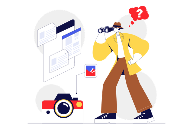 Enquêteur effectuant une enquête privée  Illustration
