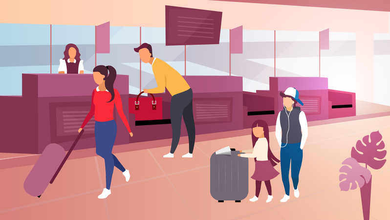 Enregistrement des bagages à l'aéroport  Illustration