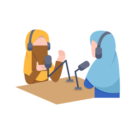 Enregistrement d'un podcast sur les femmes musulmanes  Illustration