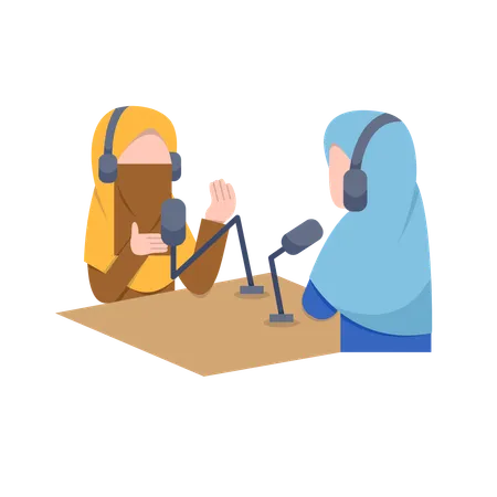 Enregistrement d'un podcast sur les femmes musulmanes  Illustration