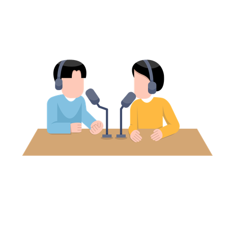 Hommes enregistrant un podcast  Illustration