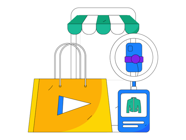 Enregistrement du podcast Shopping  Illustration