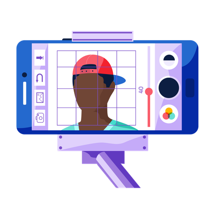Enregistrement vidéo d'un jeune homme portant une casquette  Illustration