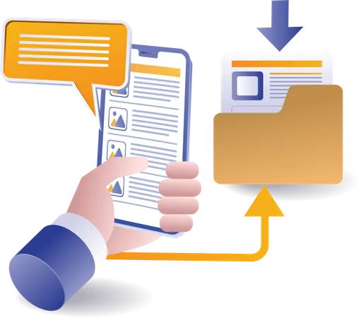 Enregistrer les informations du site Web de l'application du dossier du smartphone  Illustration