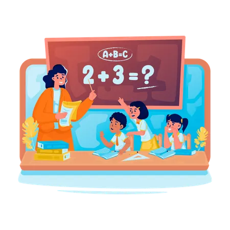L'enseignant donne des cours d'apprentissage en ligne  Illustration