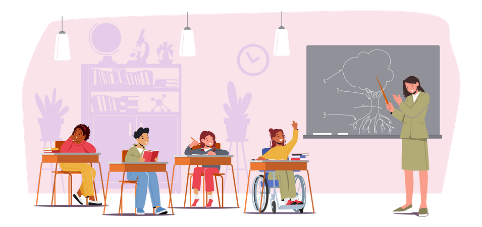 Enseignant enseignant en classe  Illustration