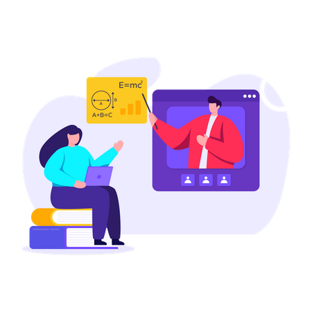 Enseignant enseignant via smartphone  Illustration