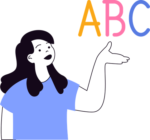 Enseignant enseignant l'alphabet ABC aux élèves  Illustration