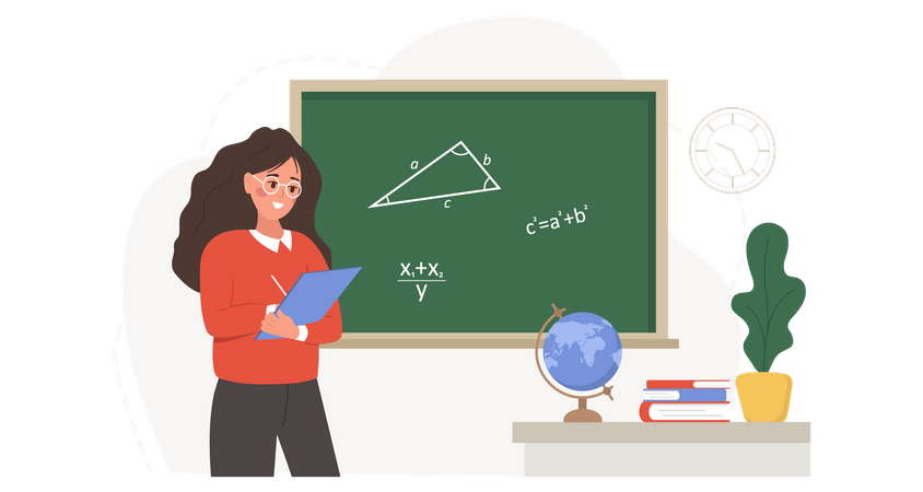 Conférence d'enseignante au tableau  Illustration