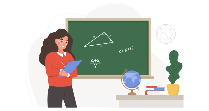 Conférence d'enseignante au tableau  Illustration