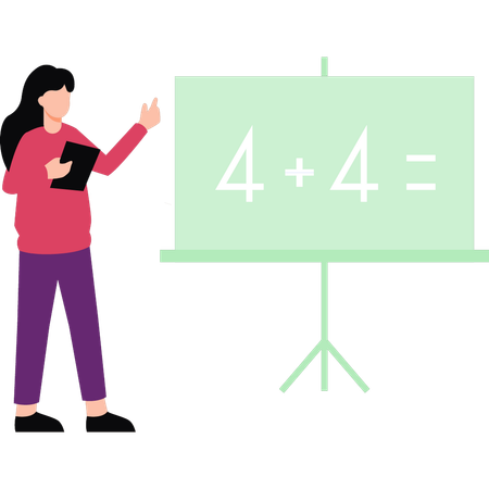 Enseignante enseignant les mathématiques à bord  Illustration