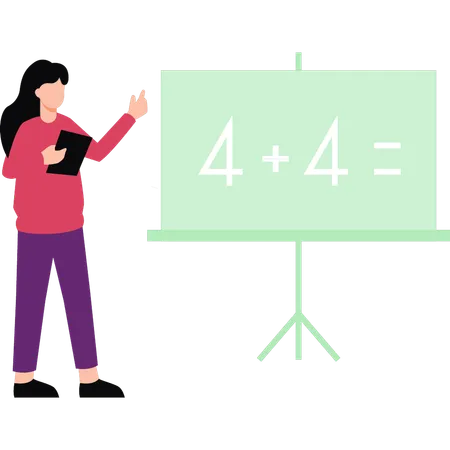 Enseignante enseignant les mathématiques à bord  Illustration