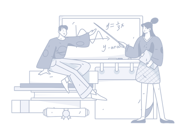 Enseignante enseignant les mathématiques en classe  Illustration