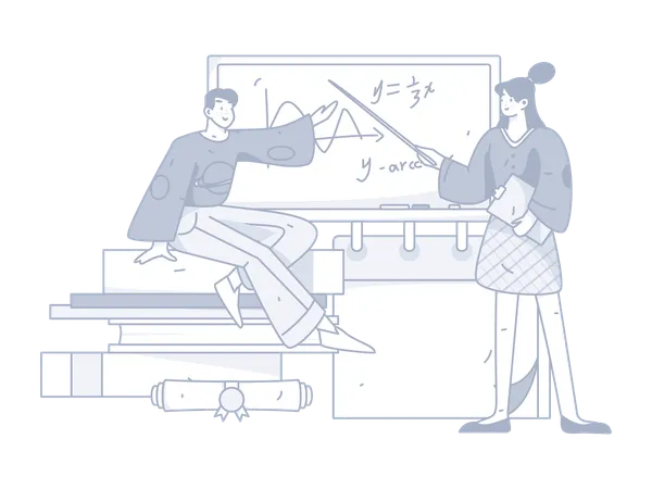 Enseignante enseignant les mathématiques en classe  Illustration