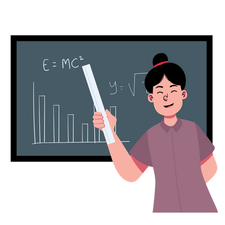 Enseignante enseignant la physique  Illustration