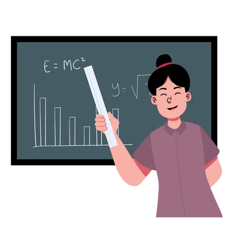 Enseignante enseignant la physique  Illustration