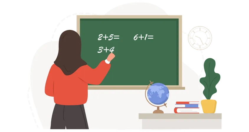 Enseignante musulmane enseignant les mathématiques en classe  Illustration