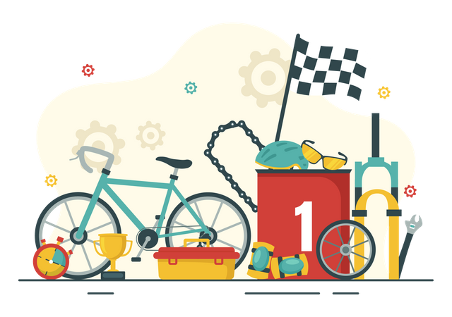 Ensemble d'outils pour le cyclisme et le vélo  Illustration