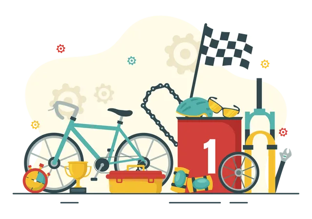 Ensemble d'outils pour le cyclisme et le vélo  Illustration