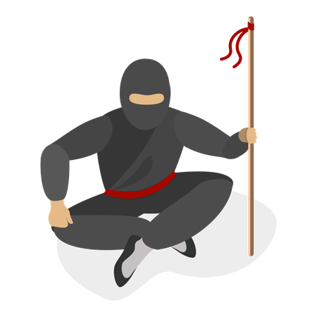 Ensemble de guerriers ninjas en 3D, isométrique et vectoriel. Article 6  Illustration