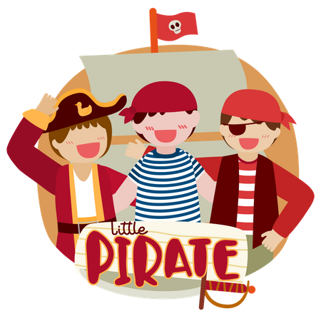 Ensemble d'homme pirate et garçon de salade  Illustration