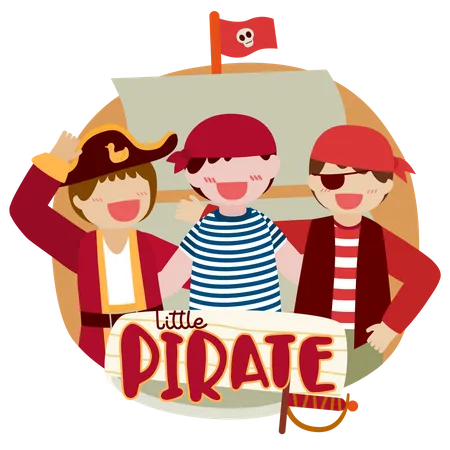 Ensemble d'homme pirate et garçon de salade  Illustration