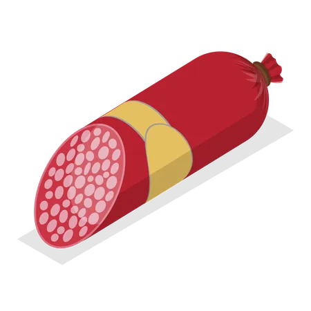 Ensemble de saucisses et de produits à base de viande en 3D, illustration vectorielle isométrique. Article 3  Illustration