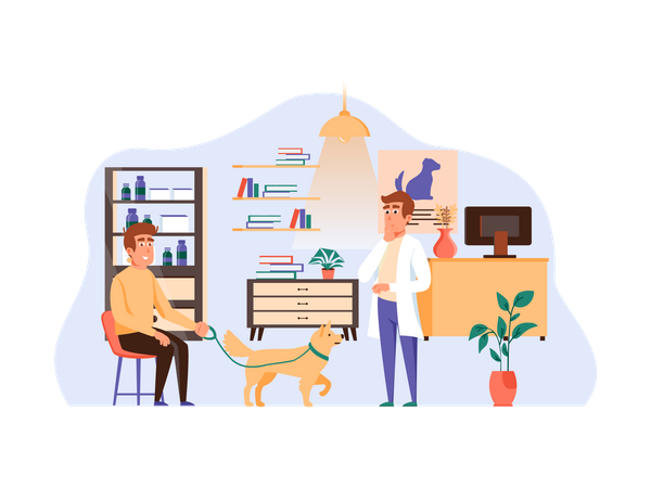 Ensemble de scènes de clinique vétérinaire avec des personnages plats. Illustration