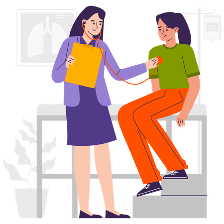 ENT doctor checking teenage girl health  Illustration