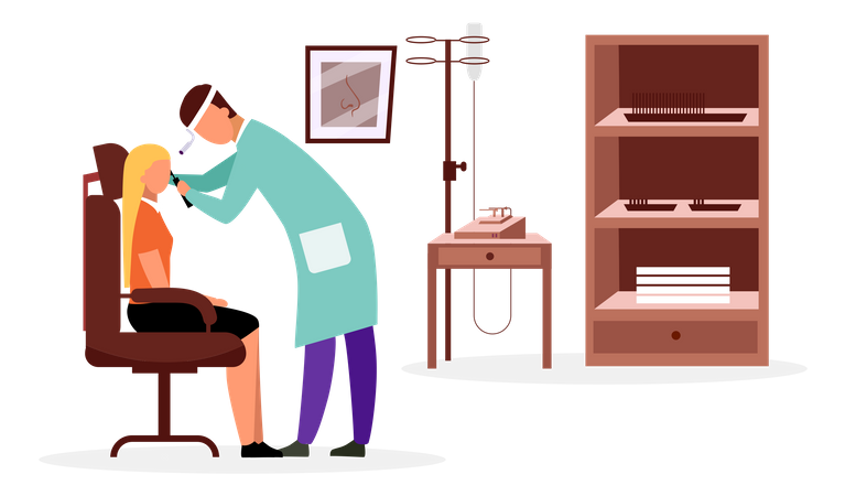 Ent doctor checking throat  일러스트레이션