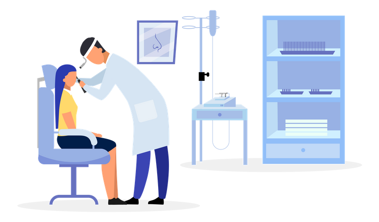 Ent doctor checking throat  일러스트레이션