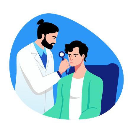 Ent doctor examining patient ears  Illustration