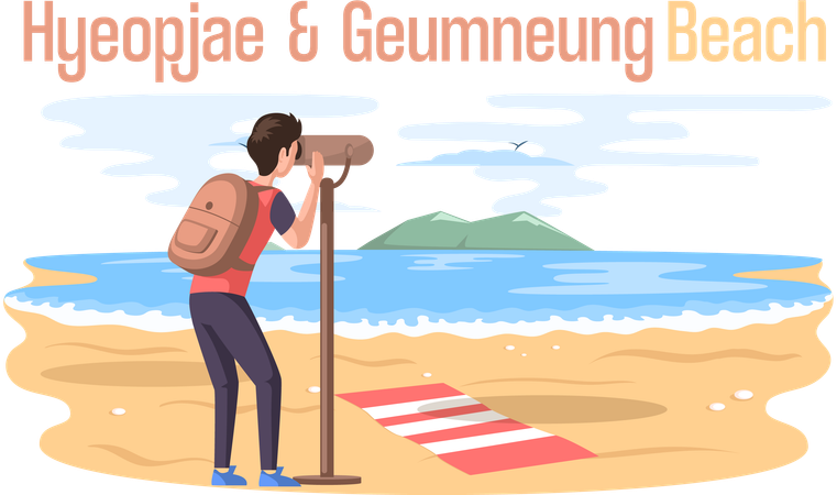 Entdecker findet Weg von Strandinsel  Illustration